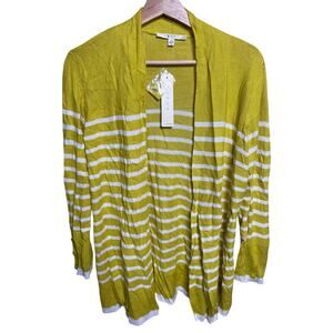 Cyrus Yellow Gray Striped Cardigan NWT Large